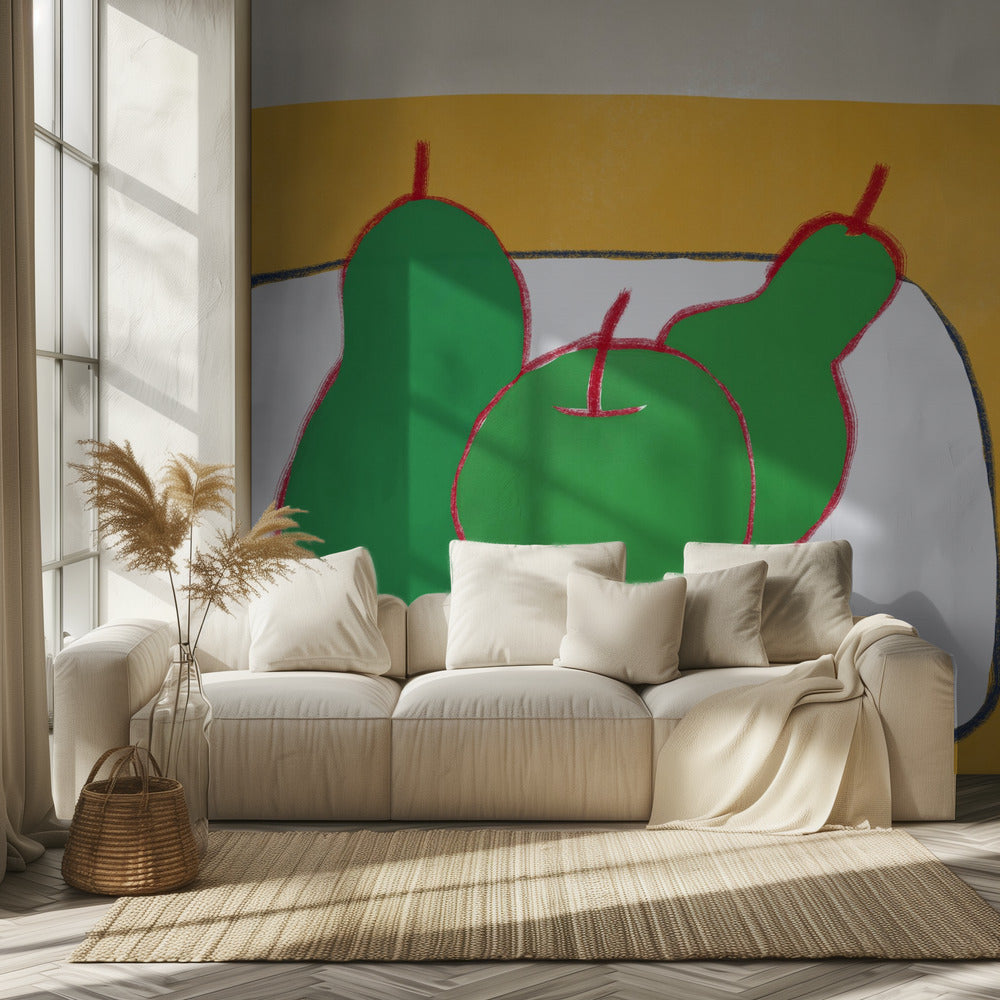 Green pears on the table | Wallpaper