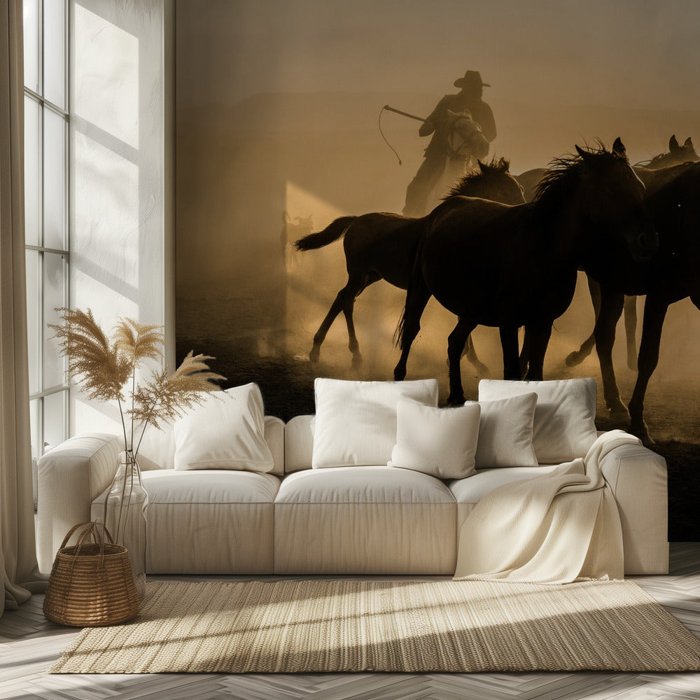 Run between horses | Wallpaper