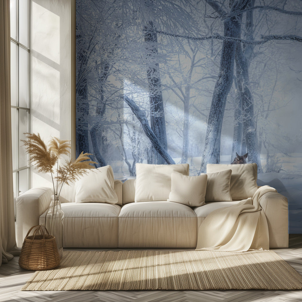 The Sika Deer in the Snowy Forest | Wallpaper