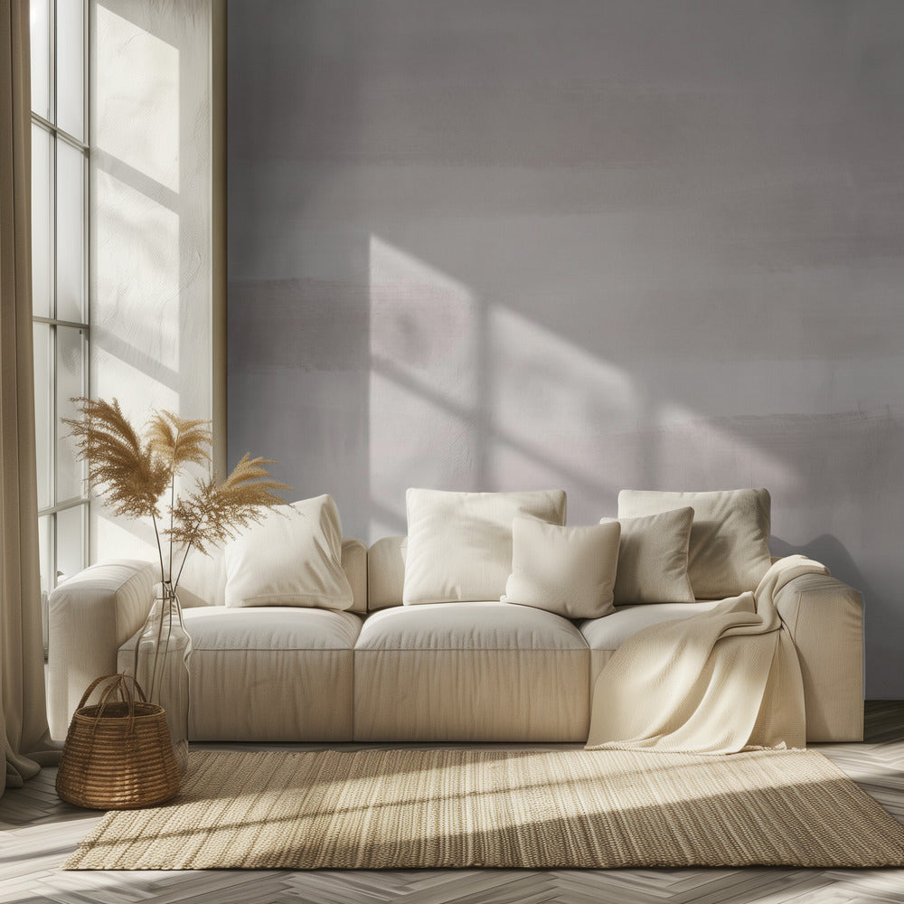 Soft Beige And Gray Horizontal Brushstrokes | Wallpaper