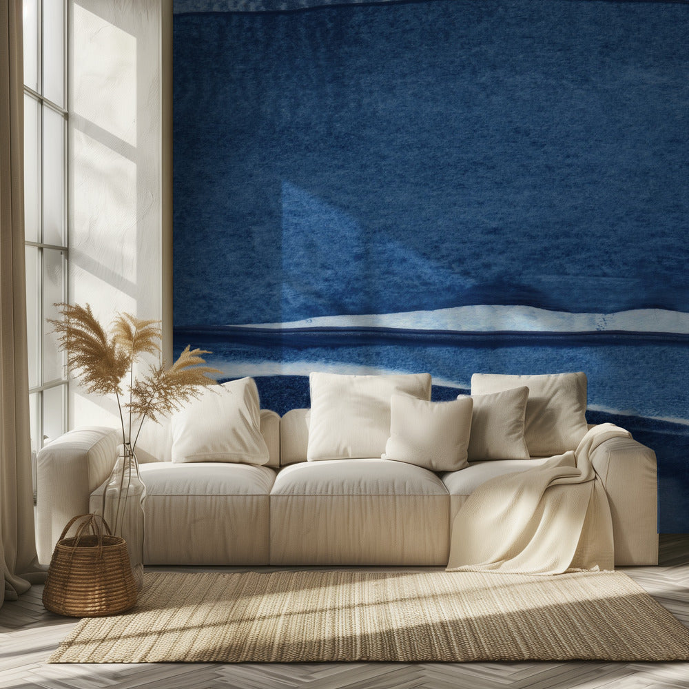 Blue Watercolor Waves | Wallpaper