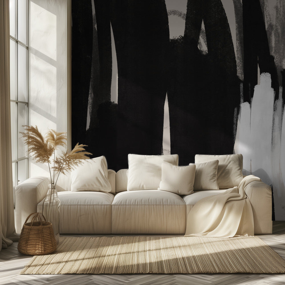 Expressive Black and White Brushstrokes | Wallpaper