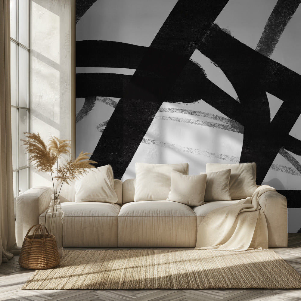 Bold Black Brushstrokes | Wallpaper