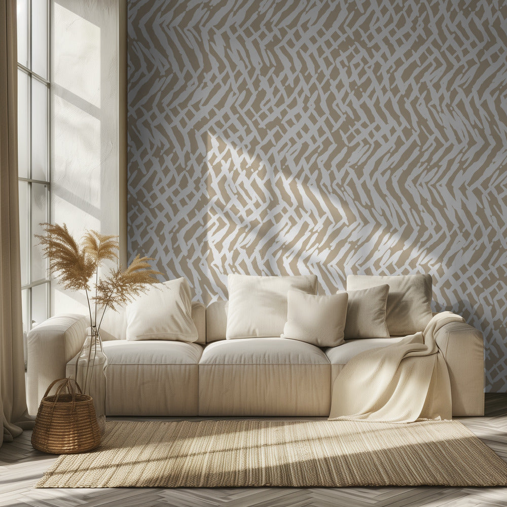 Marks Organic Stripes Texture Beige I | Wallpaper