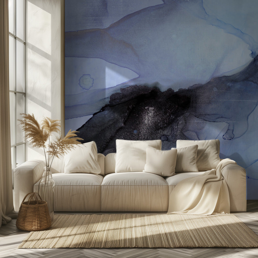 Fluid Blue and Black Ink Textures | Wallpaper