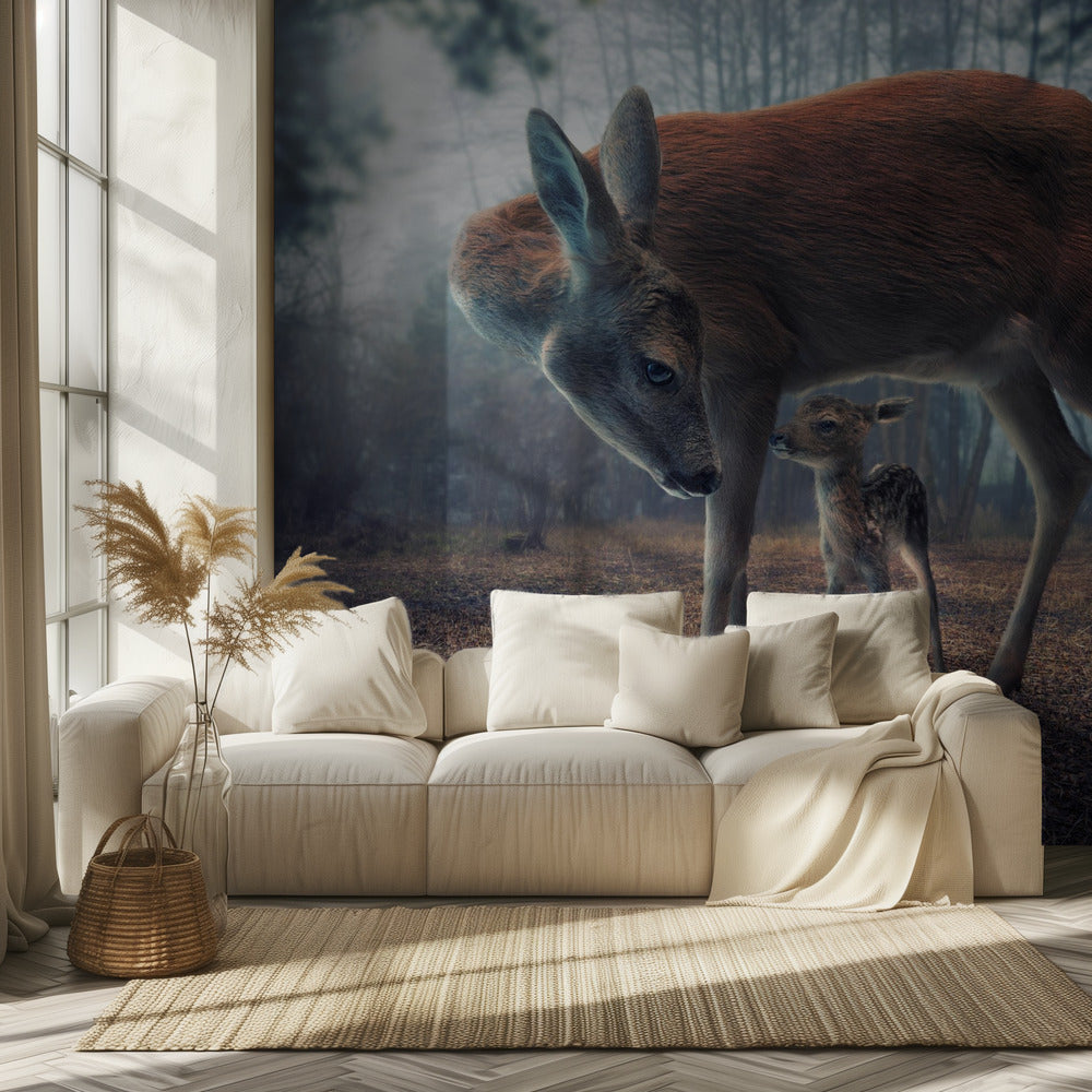 Mother and Fawn | Wallpaper