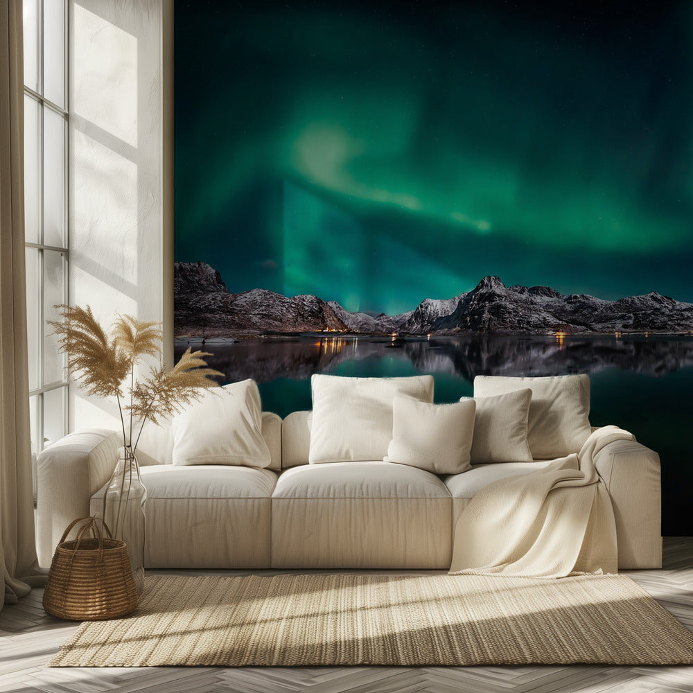 Lofoten Aurora Reflection | Wallpaper