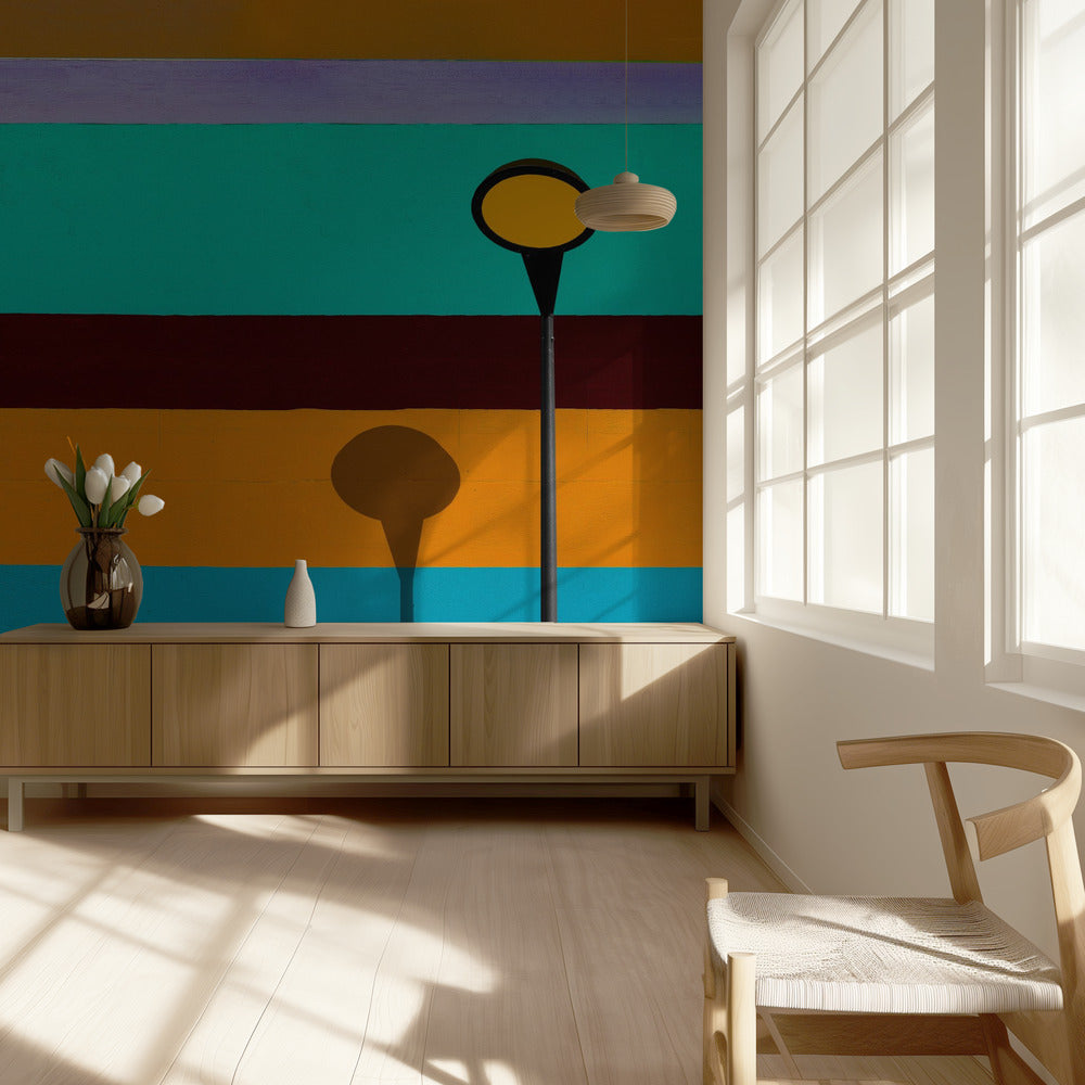 Lamp and striped wall | Wallpaper