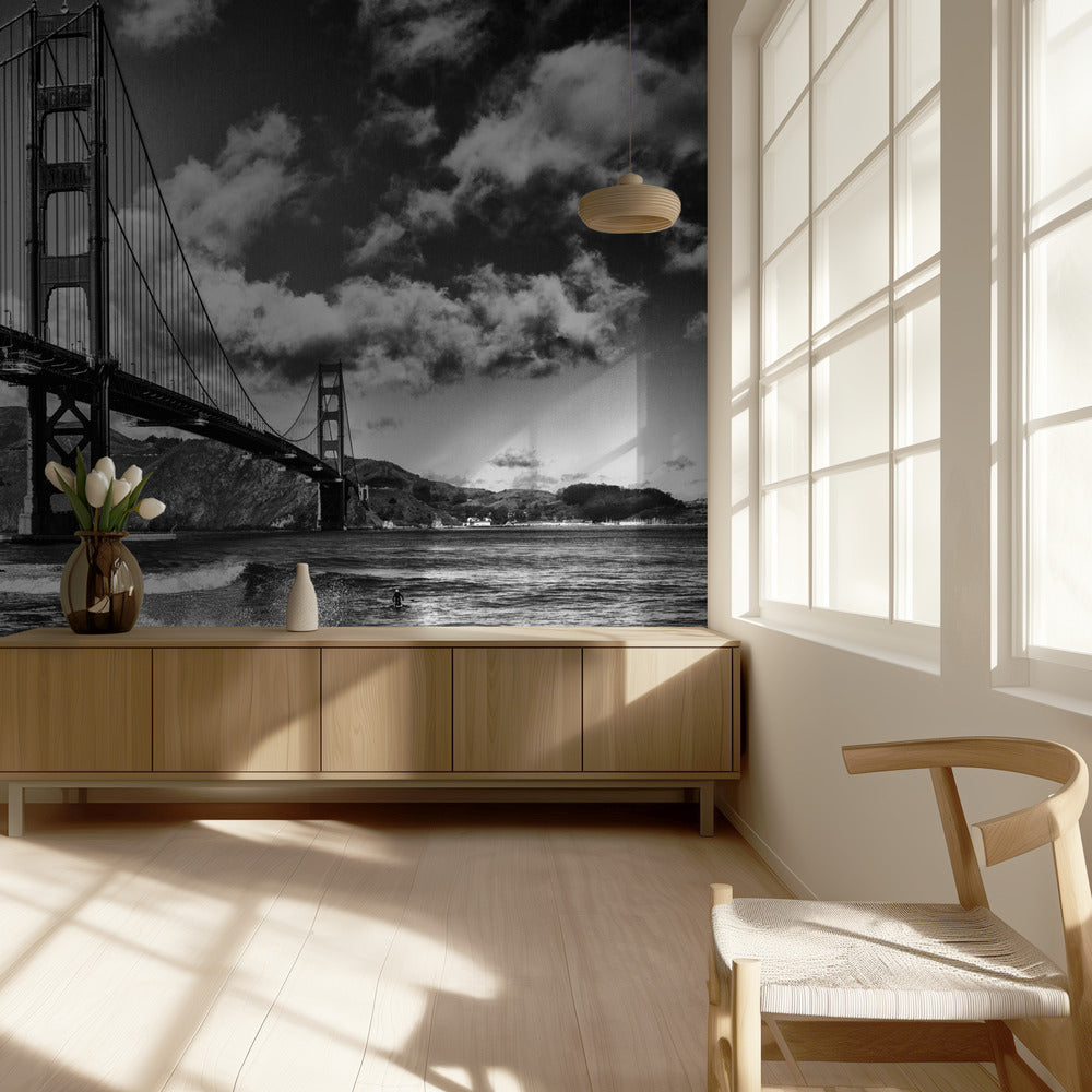 Surfing under the Golden Gate Bridge | Wallpaper