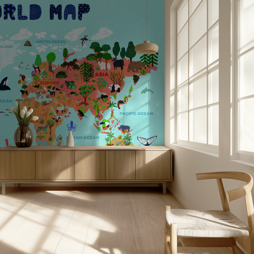 World map for kids | Wallpaper