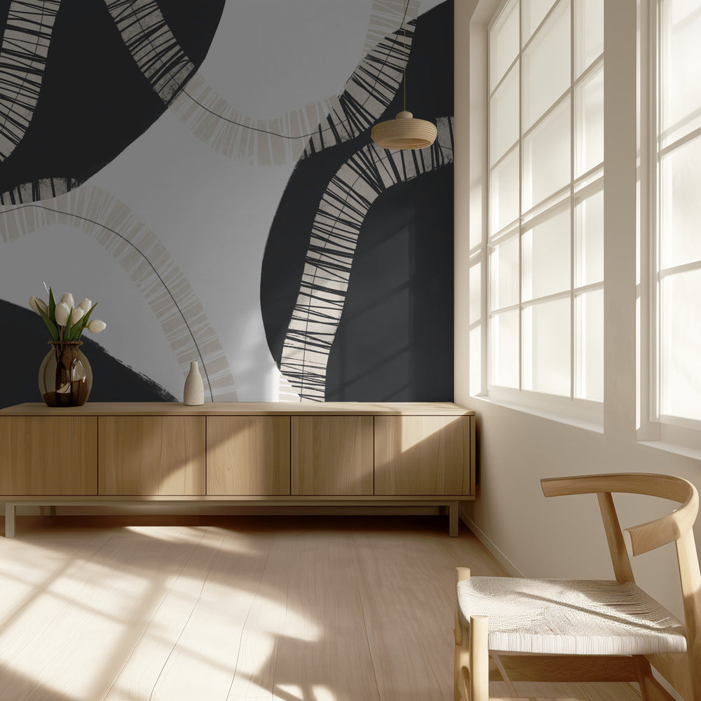 Black Shapes Interwoven With Textured | Wallpaper