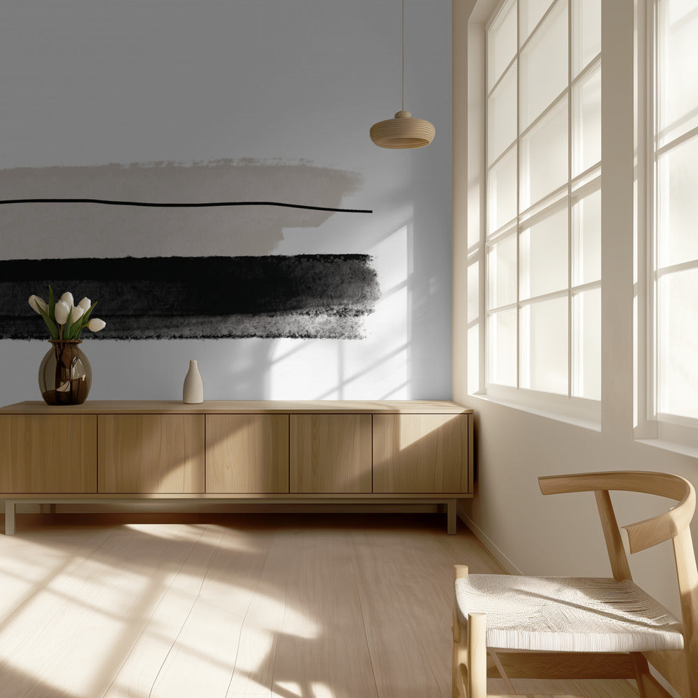 Black And Beige Brushstrokes | Wallpaper