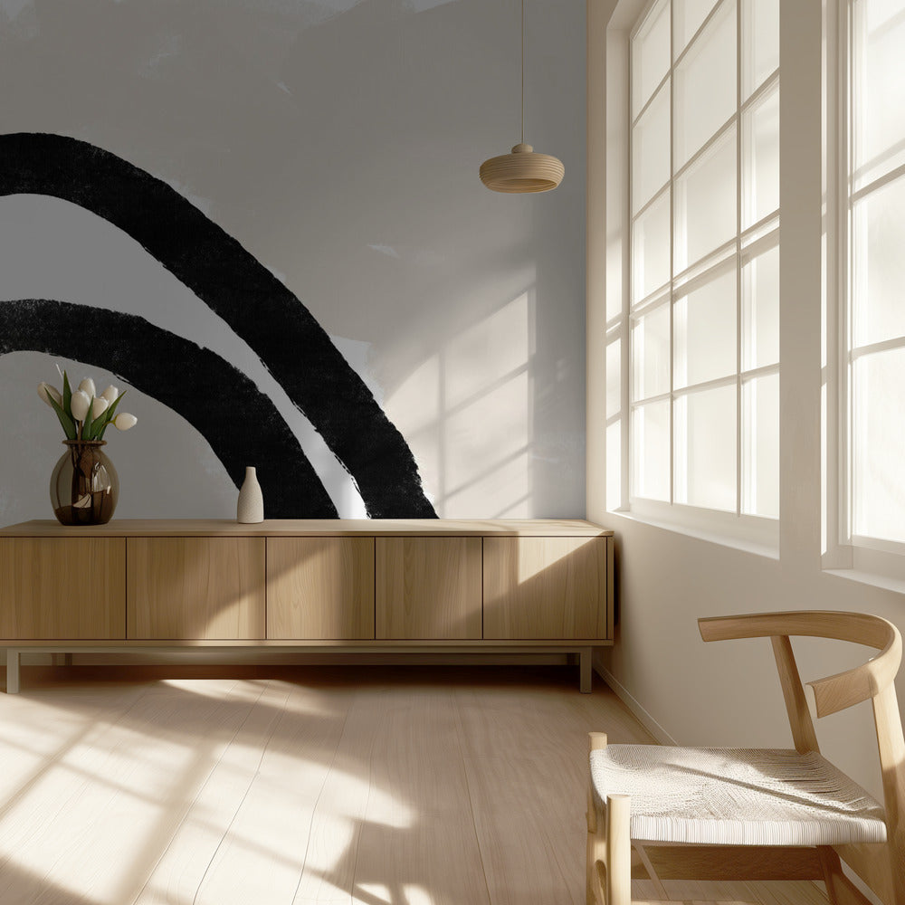 Black Curves On A Textured Beige Background | Wallpaper