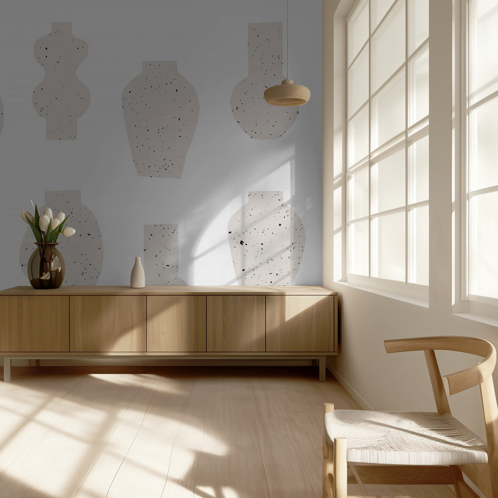 Abstract Vases Beige | Wallpaper