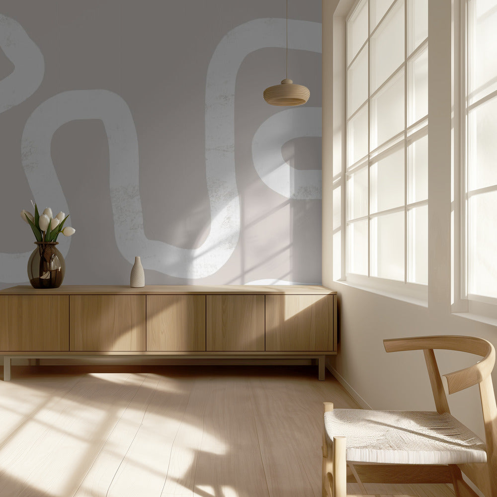 Fluid White Lines On A Beige Background | Wallpaper