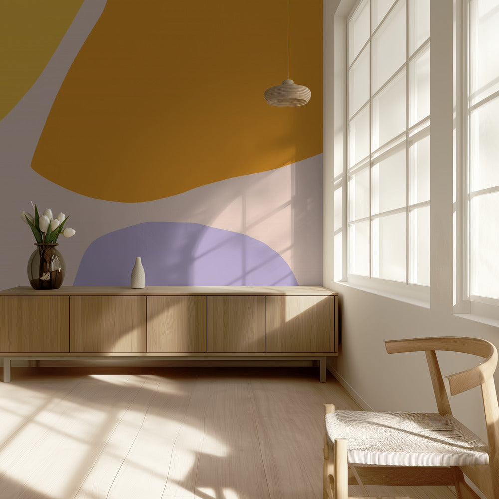 Soft Pastel Shapes in Yellow Orange and Purple | Wallpaper