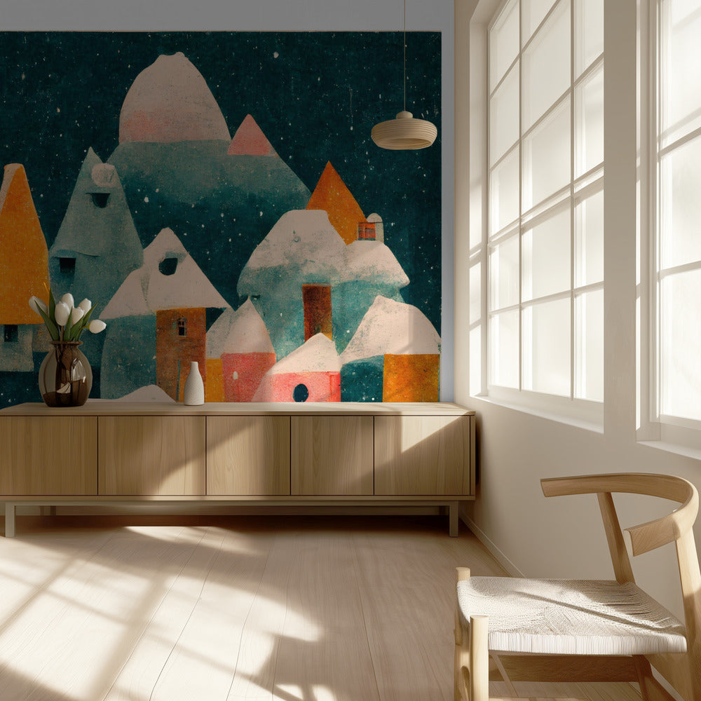 Winter Night Village | Wallpaper