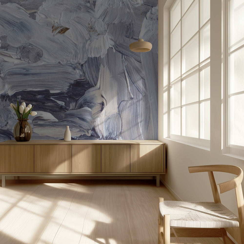 Dynamic Brushstrokes in Shades of Gray and White | Wallpaper