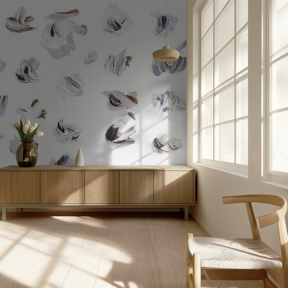 Dynamic Brushstrokes in Neutral Tones | Wallpaper