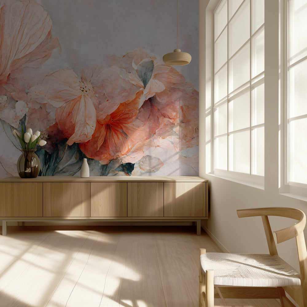 Blossoms in Coral | Wallpaper
