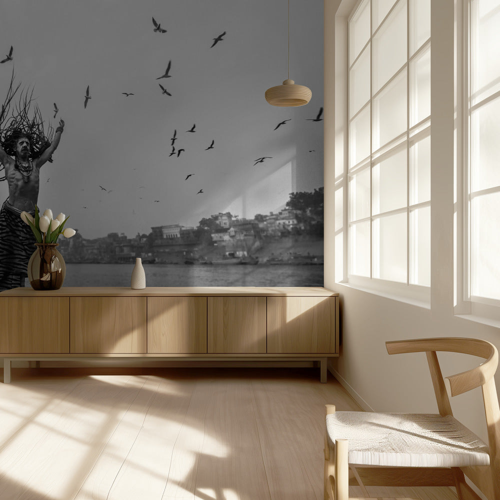Naga Sadhu posing on boat at varanasi | Wallpaper