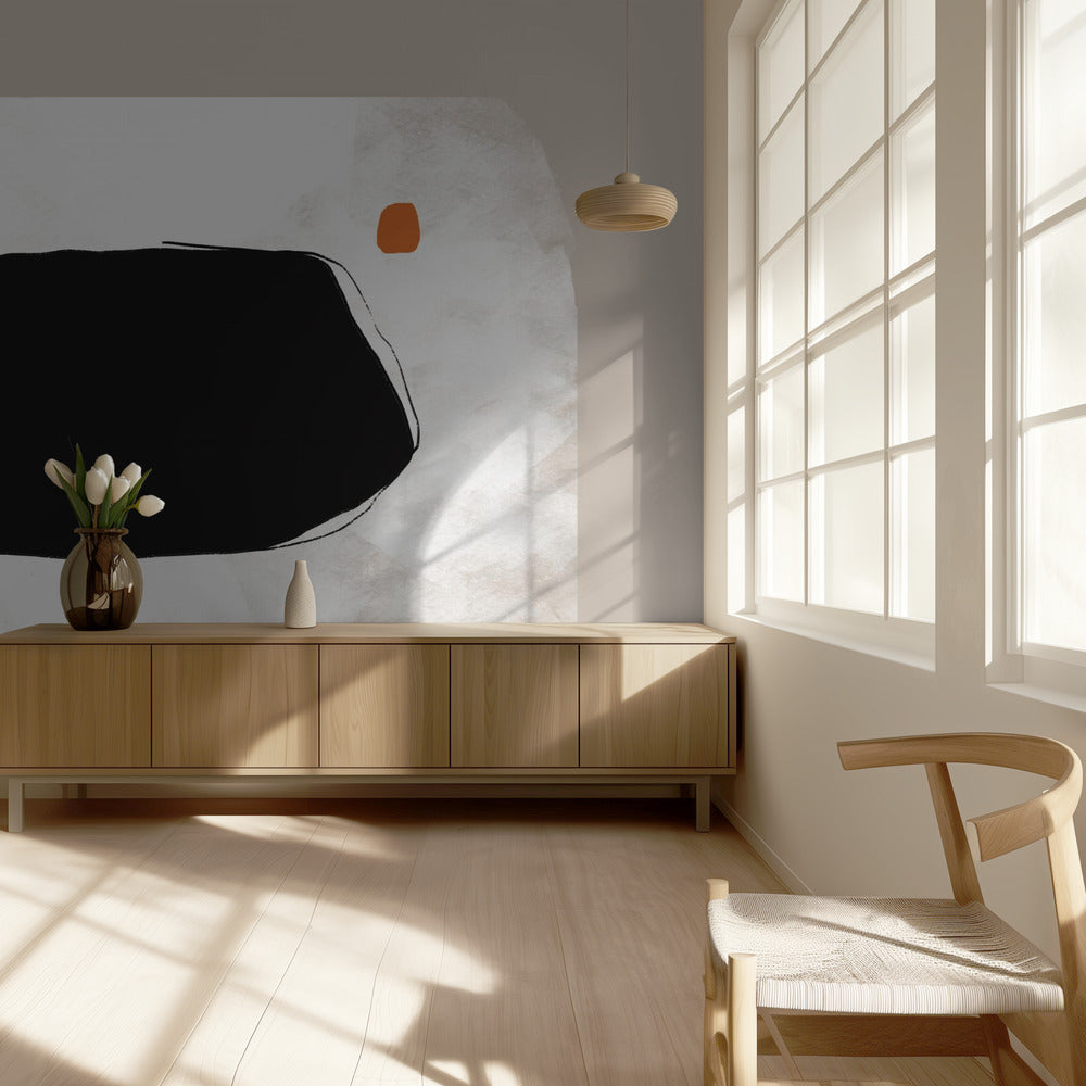 Black Shape On A Textured Beige Background | Wallpaper