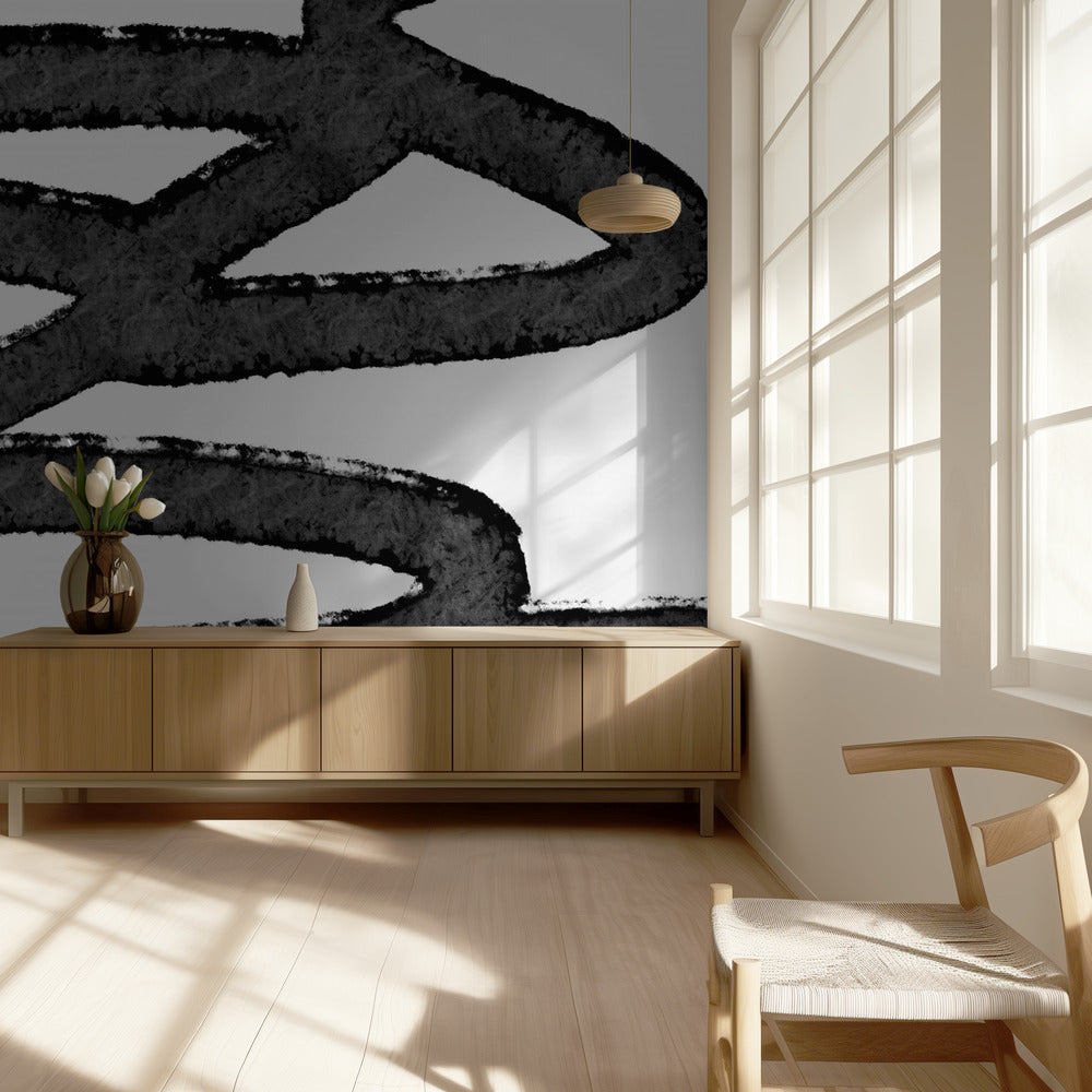 Black Brushstrokes On A White Background | Wallpaper