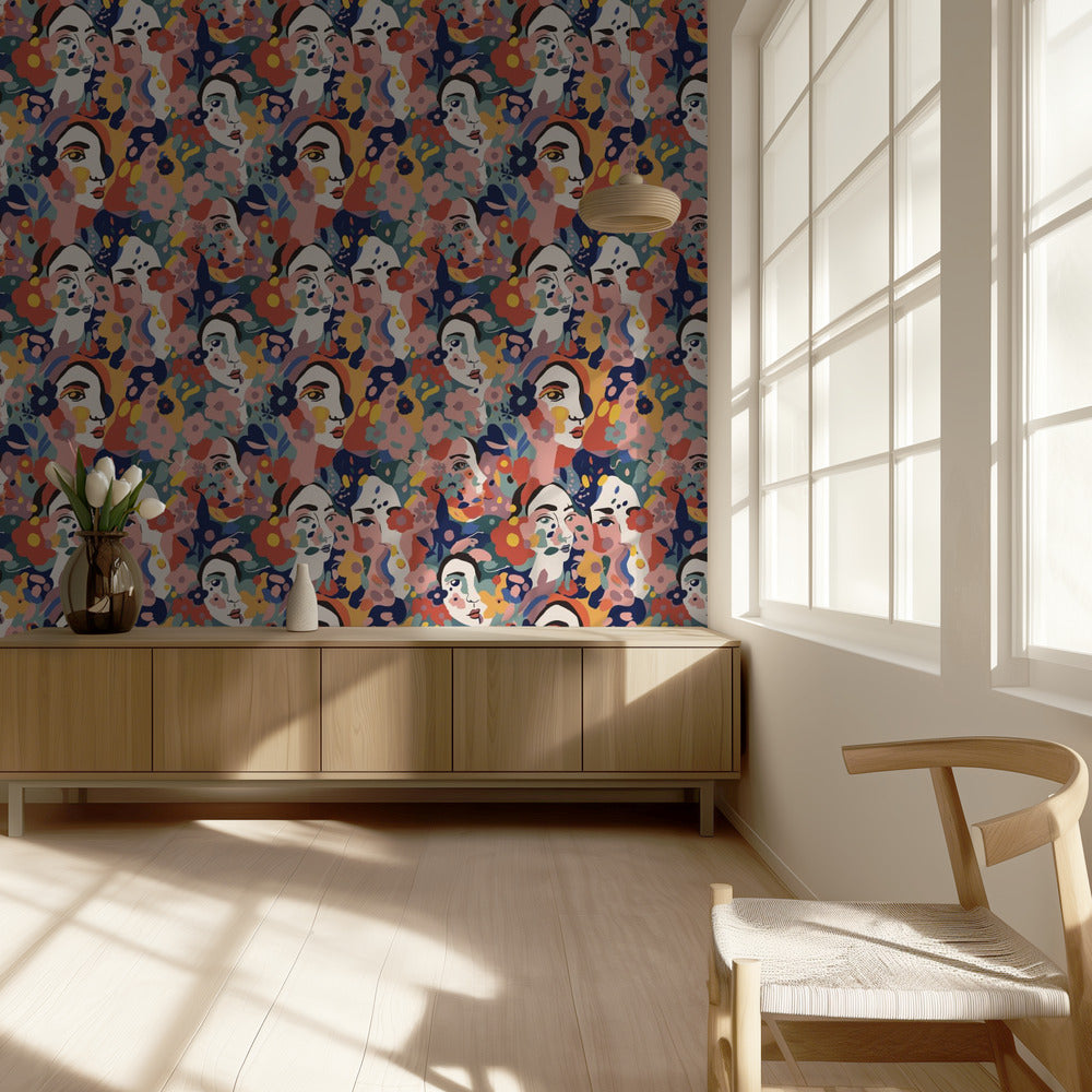 Floral Faces Harmony | Wallpaper