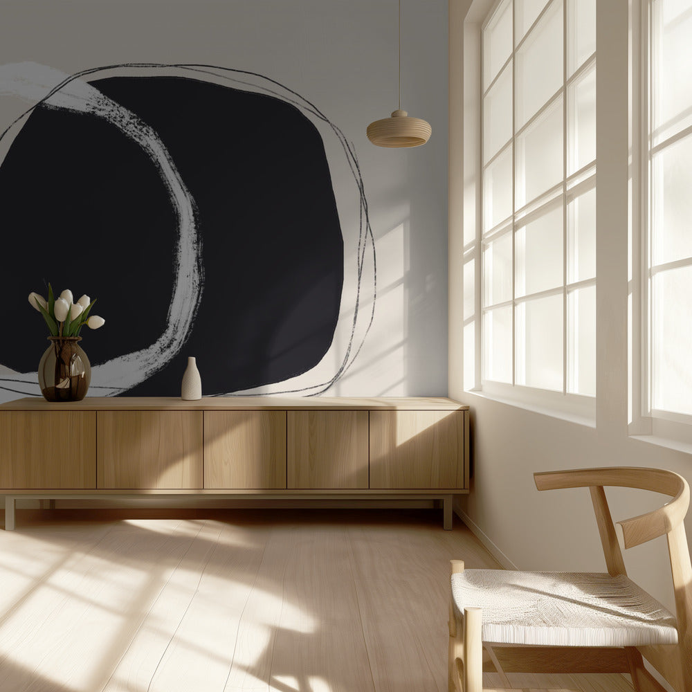 Overlapping Black And White Irregular Shapes | Wallpaper