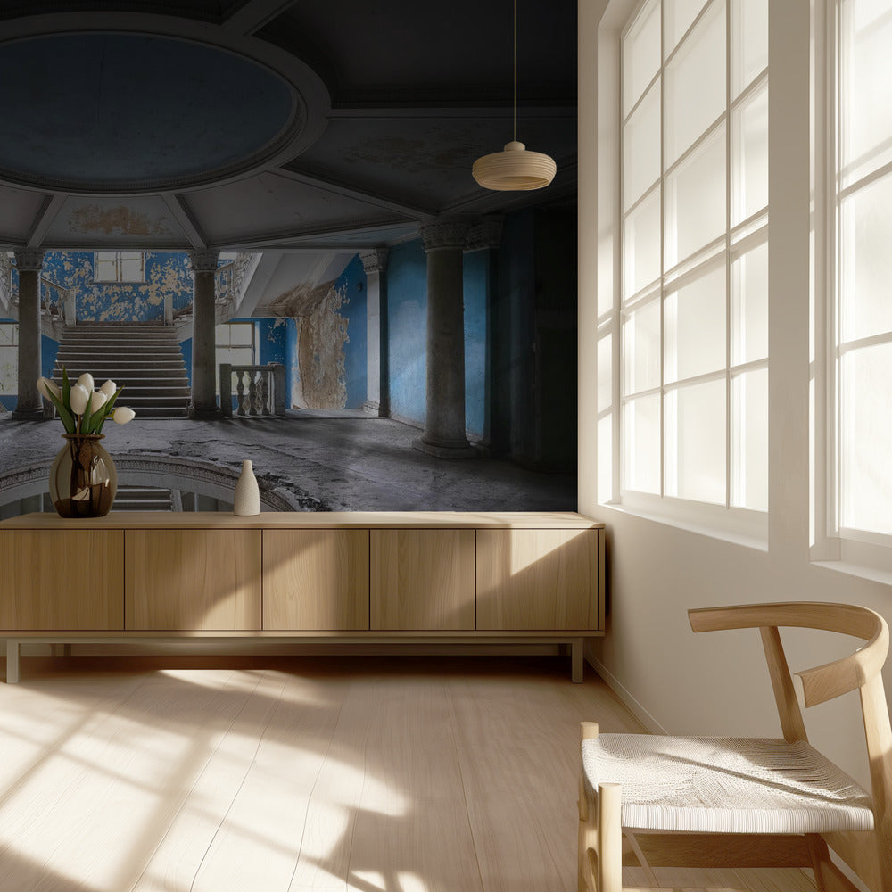 Dark Blue Staircase | Wallpaper