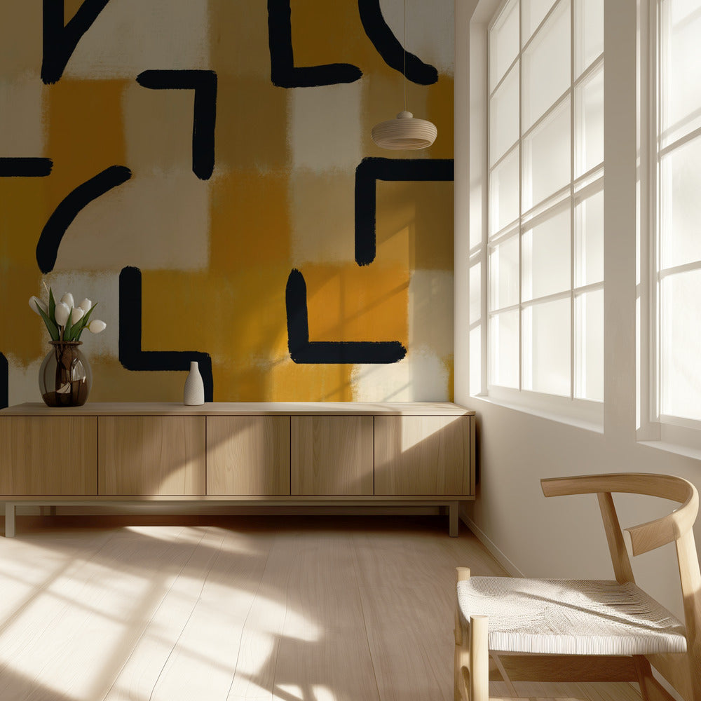 Ochre Checked Blackburn | Wallpaper