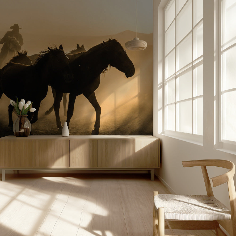 Run between horses | Wallpaper