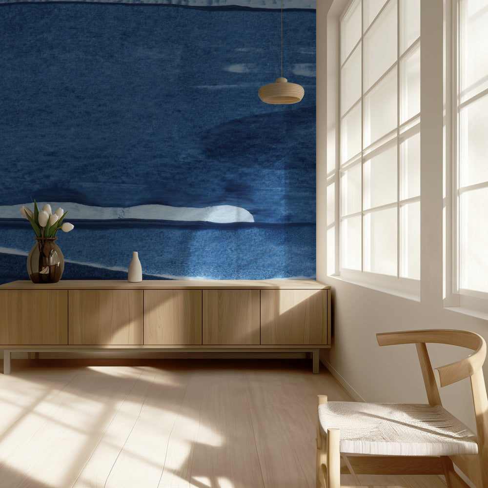 Blue Watercolor Waves | Wallpaper