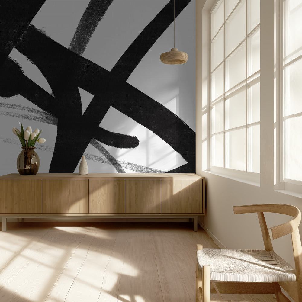 Bold Black Brushstrokes | Wallpaper