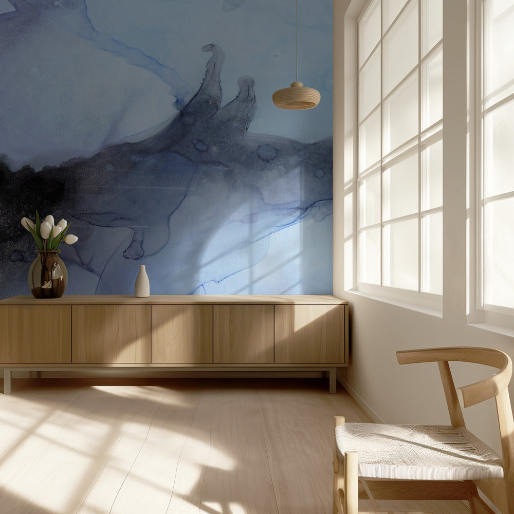 Fluid Blue and Black Ink Textures | Wallpaper