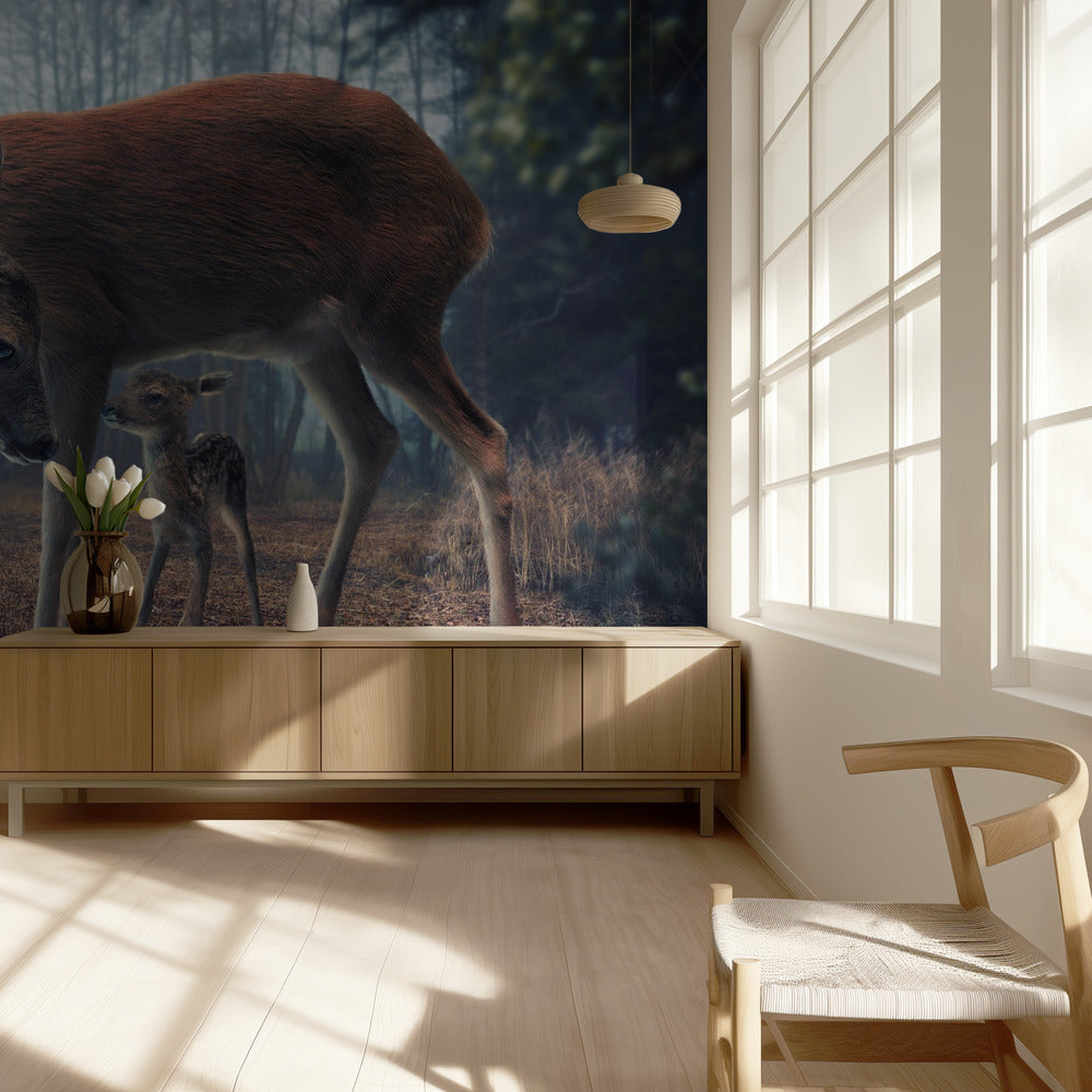 Mother and Fawn | Wallpaper