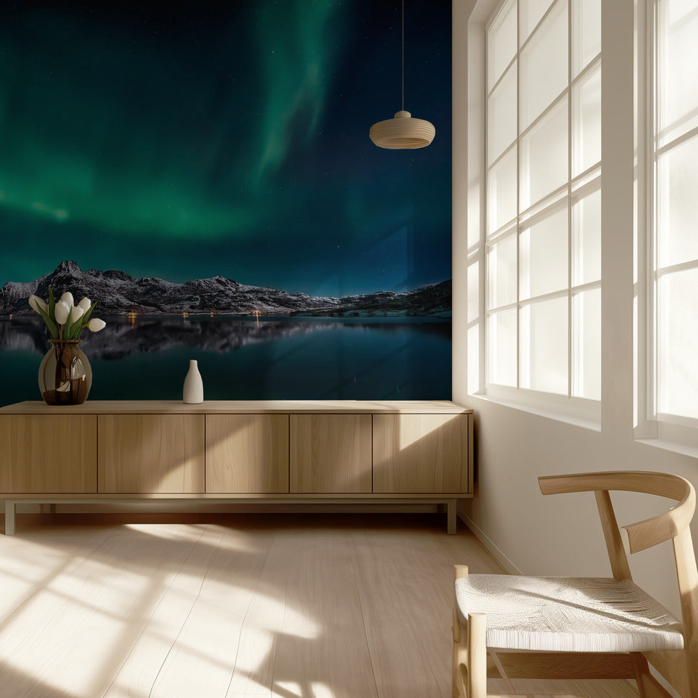 Lofoten Aurora Reflection | Wallpaper
