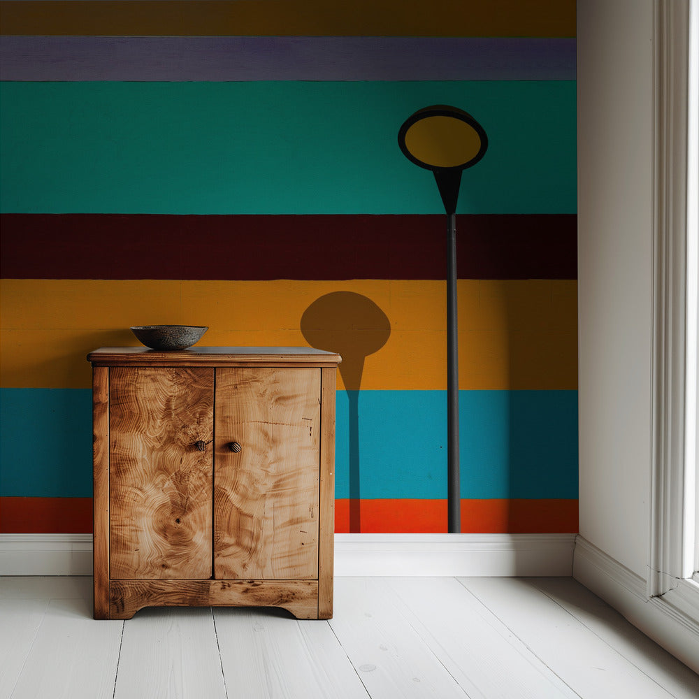 Lamp and striped wall | Wallpaper