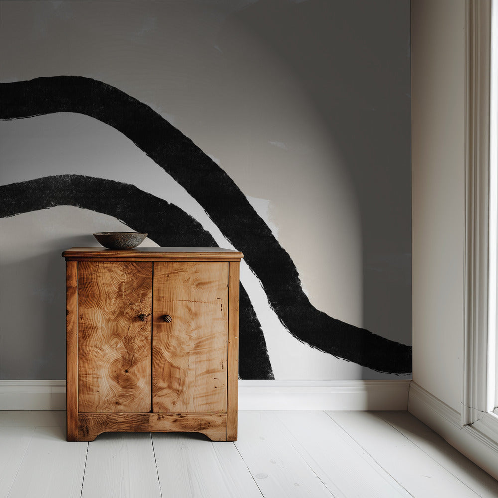 Black Curves On A Textured Beige Background | Wallpaper