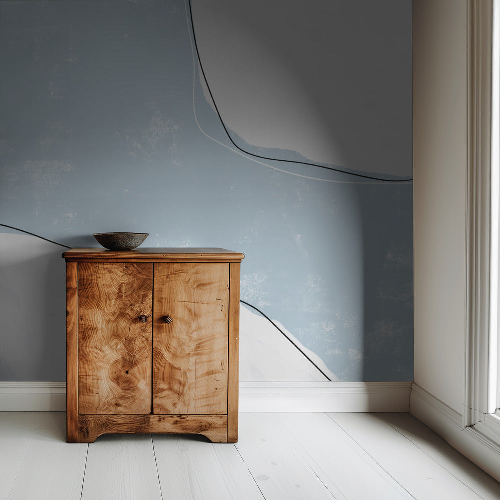 Blue And White Tones With Fluid Lines | Wallpaper