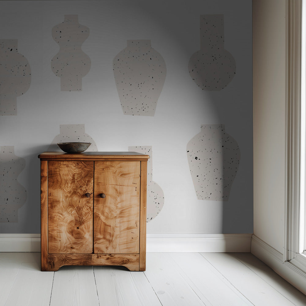 Abstract Vases Beige | Wallpaper