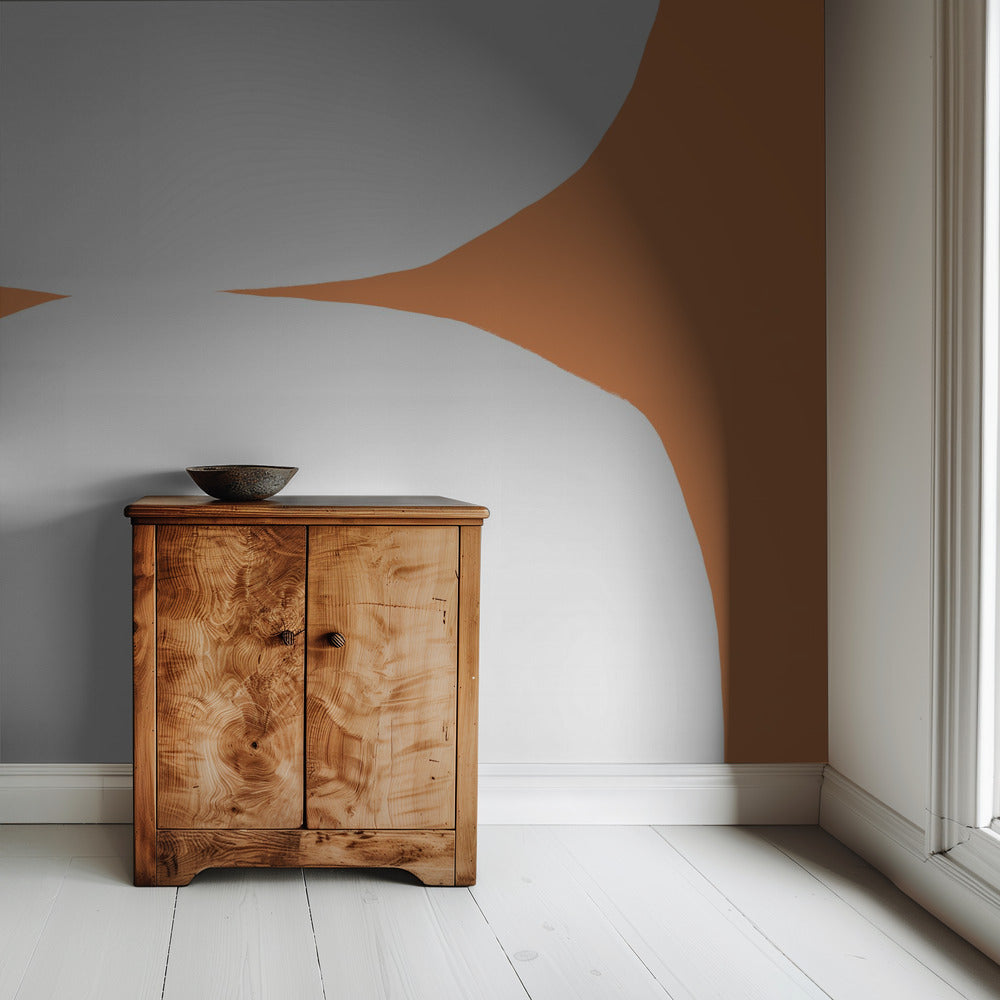 Geometric White Shapes On An Orange Background | Wallpaper