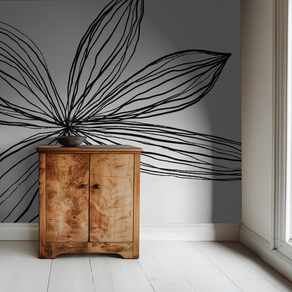 Minimalist Black and White Petals | Wallpaper