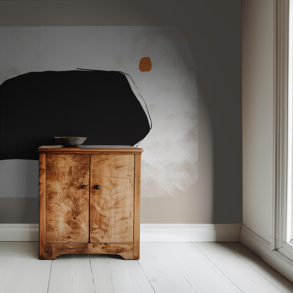 Black Shape On A Textured Beige Background | Wallpaper