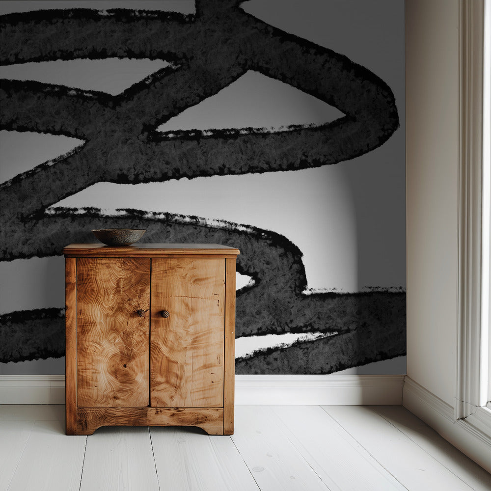 Black Brushstrokes On A White Background | Wallpaper