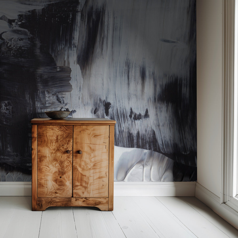 Dynamic Black And White Brushstrokes | Wallpaper