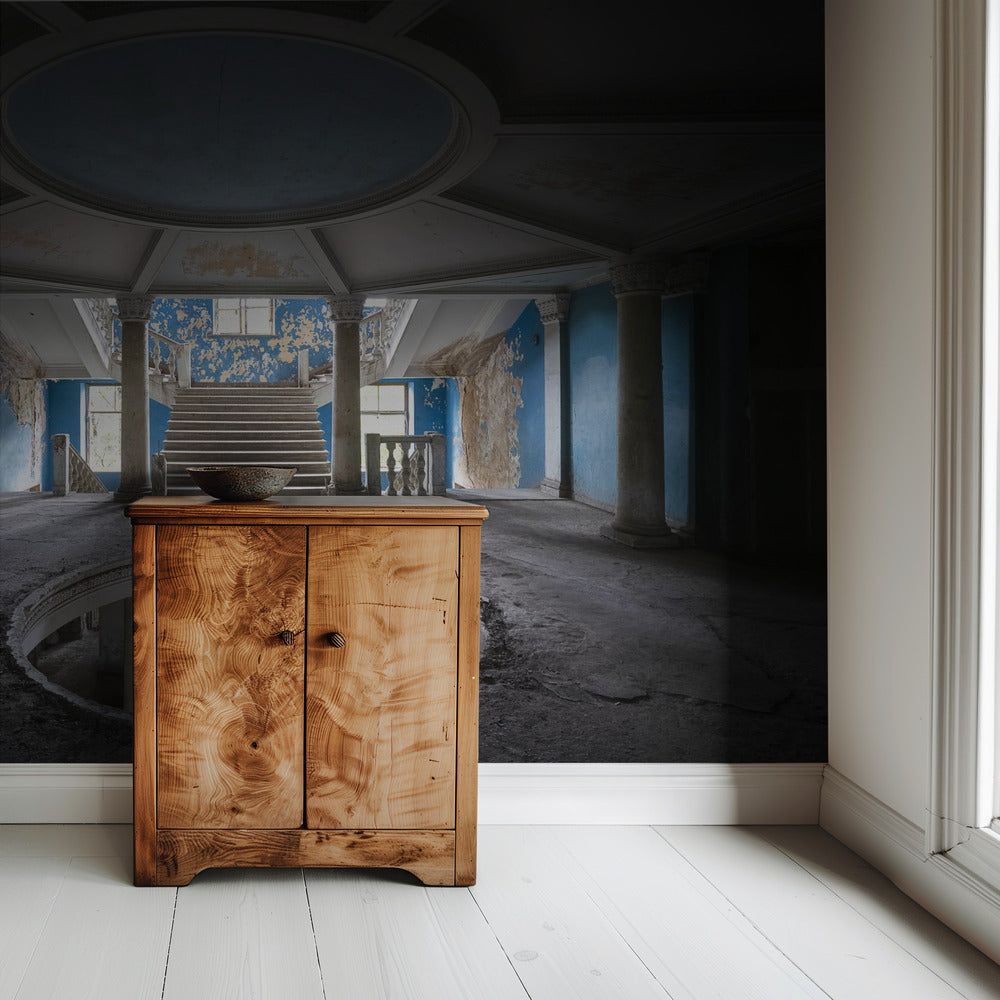 Dark Blue Staircase | Wallpaper