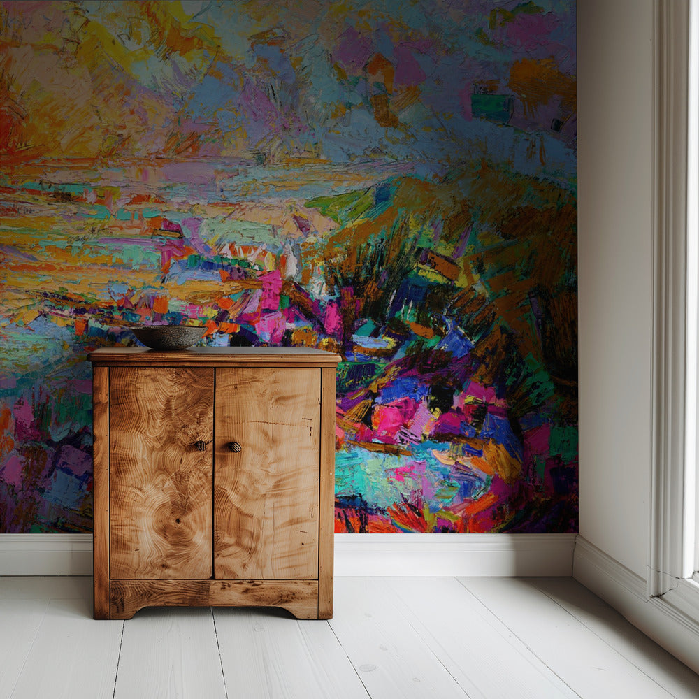 Sunset Over A Vivid Landscape | Wallpaper