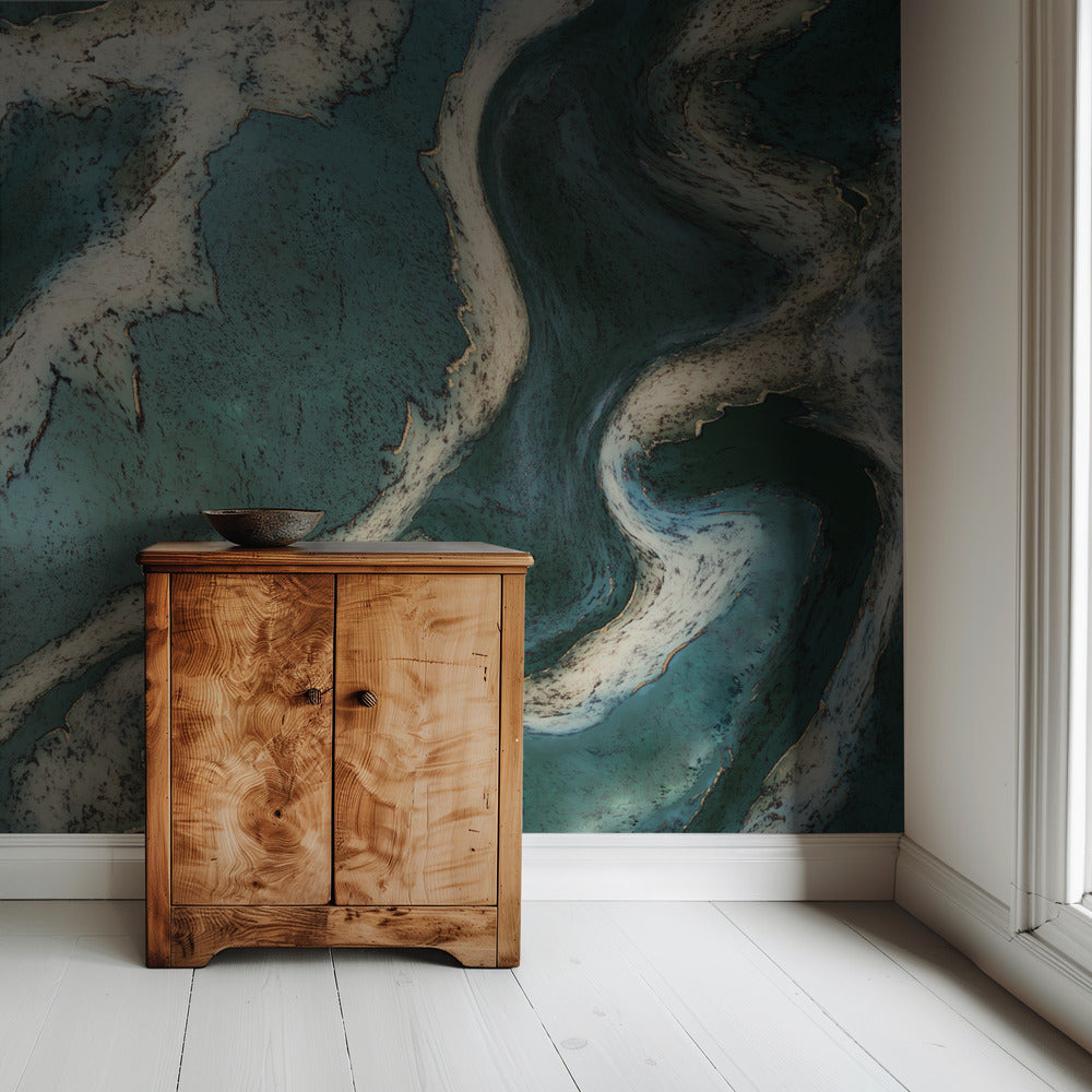 Alcohol Ink Green Gold | Wallpaper