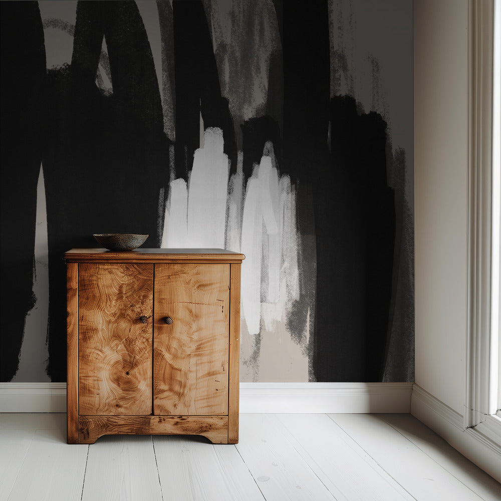 Expressive Black and White Brushstrokes | Wallpaper